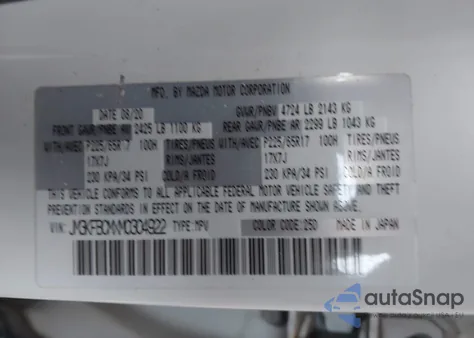 2021 Mazda Cx-5 Touring z USA, uszkodzony, nr VIN JM3KFBCMXM0304922